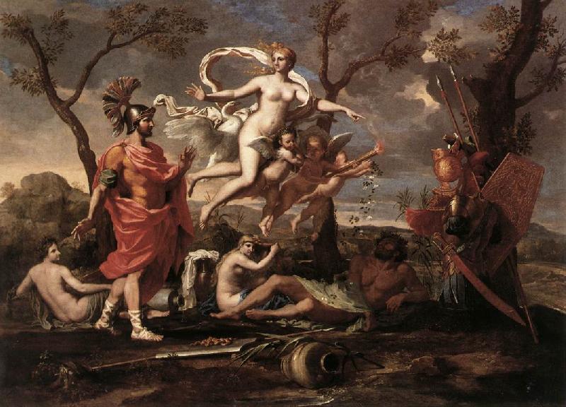 POUSSIN, Nicolas Venus Presenting Arms to Aeneas f oil painting image